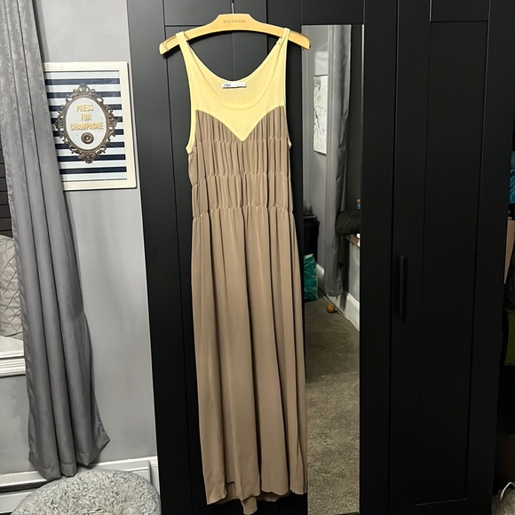 Zara yellow and tan maxi dress - Picture 2 of 6